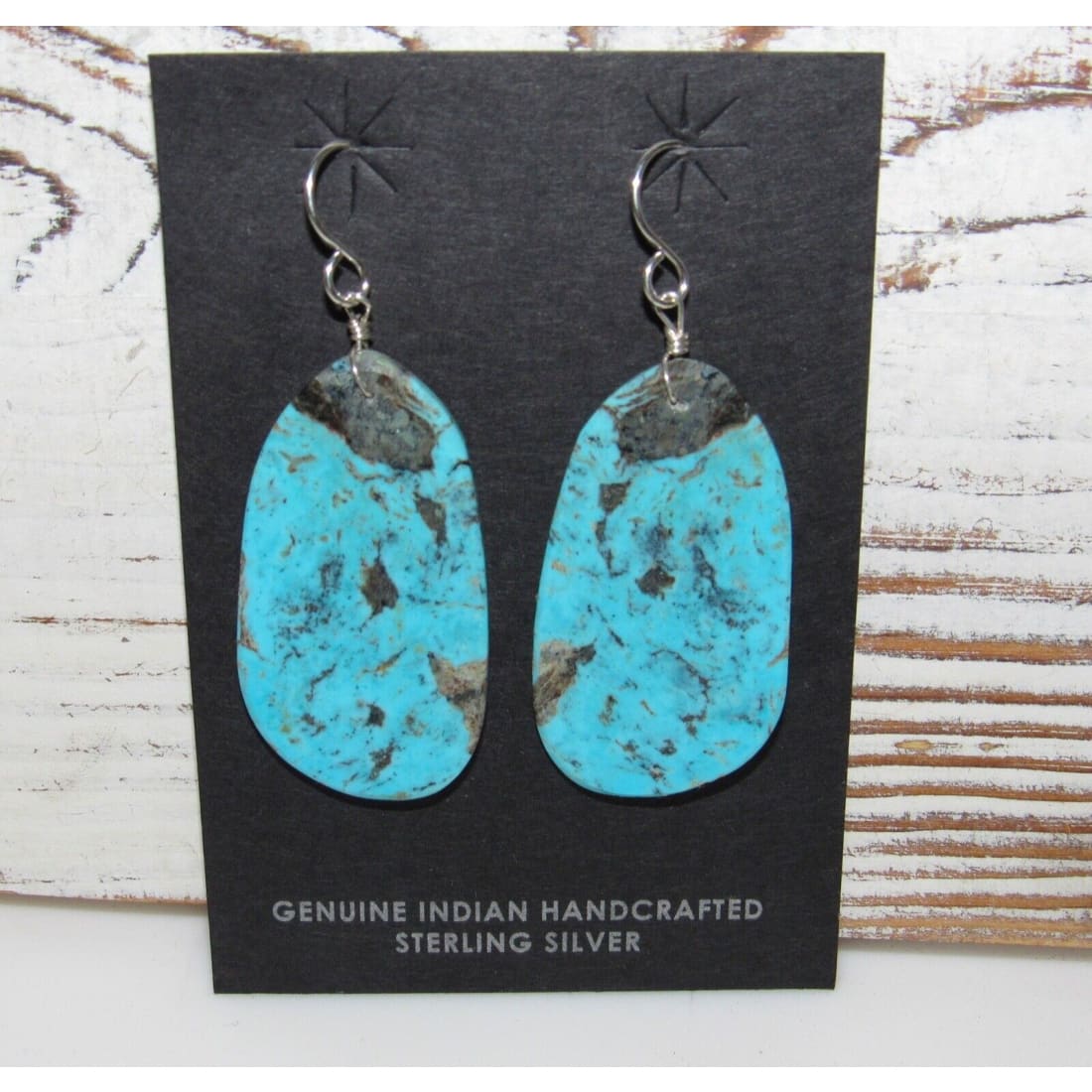 Santo Domingo Turquoise Slab Earrings L Lovato Native American