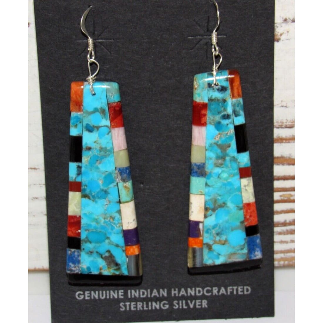 Santo Domingo Turquoise Slab Earrings Sterling Silver V