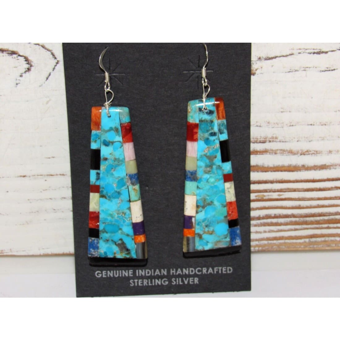 Santo Domingo Turquoise Slab Earrings Sterling Silver V