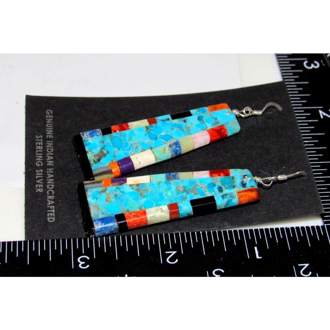 Santo Domingo Turquoise Slab Earrings Sterling Silver V