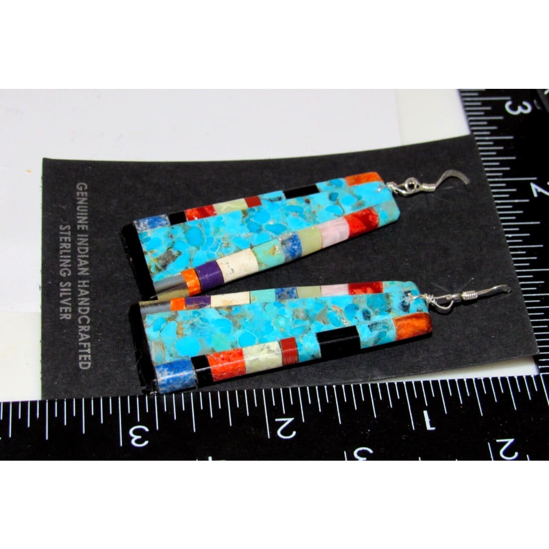 Santo Domingo Turquoise Slab Earrings Sterling Silver V