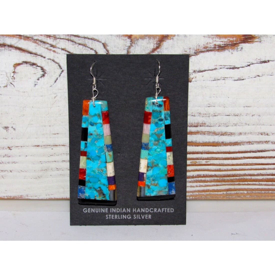 Santo Domingo Turquoise Slab Earrings Sterling Silver V