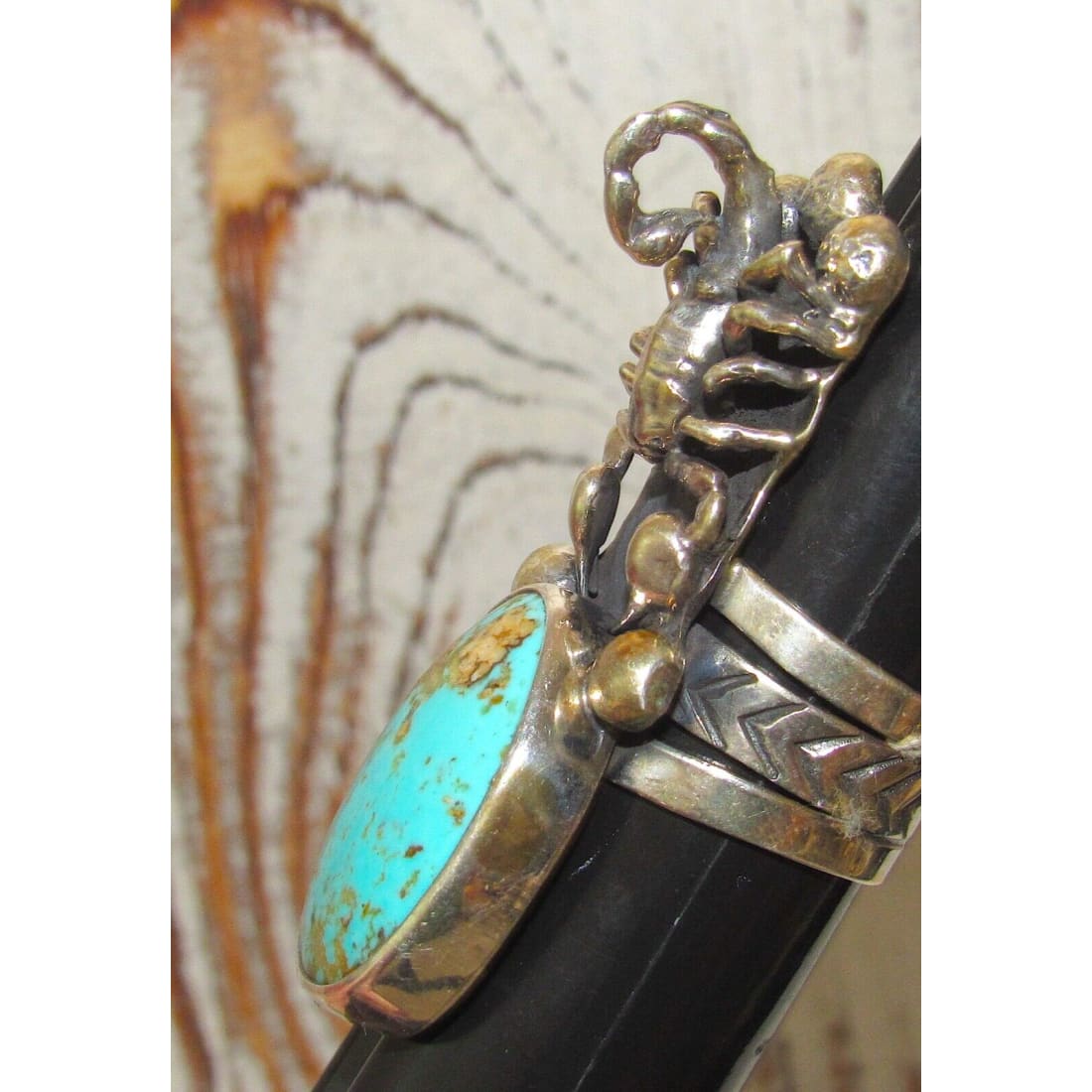 Scorpion Ring Sz 9 Native American Sterling Silver Royston 