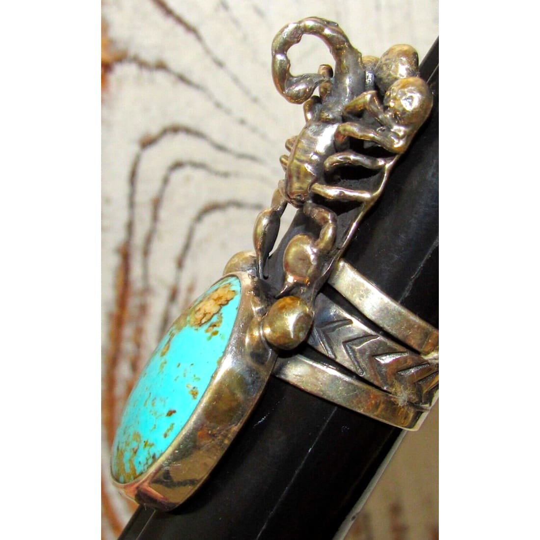 Scorpion Ring Sz 9 Native American Sterling Silver Royston 