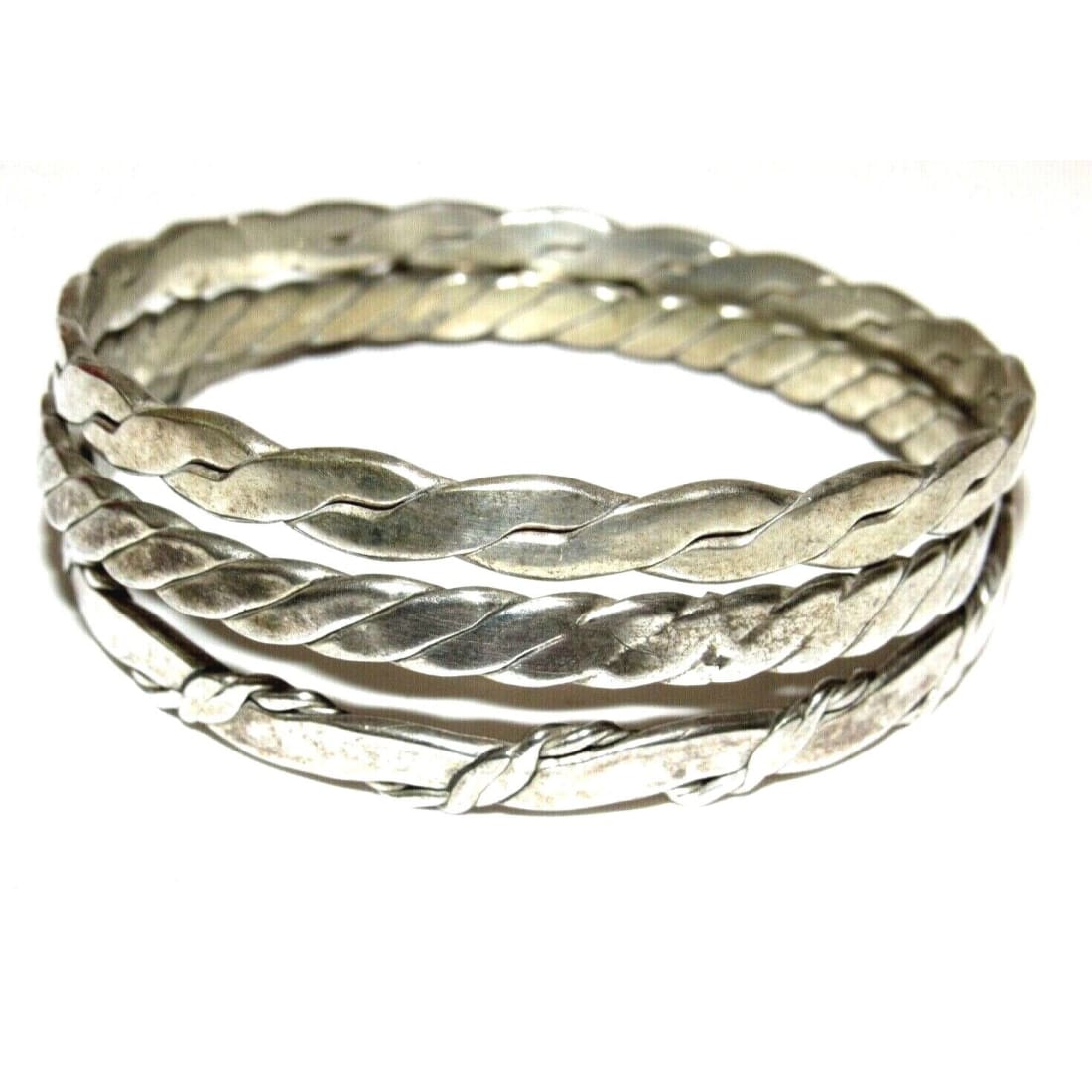 Taxco Bangle Bracelets Mexican Sterling Silver Bangle Set of