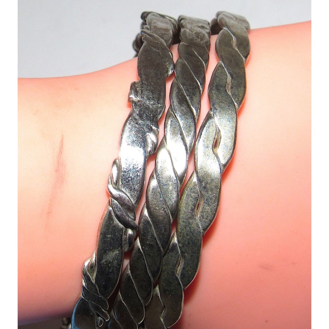 Taxco Bangle Bracelets Mexican Sterling Silver Bangle Set of