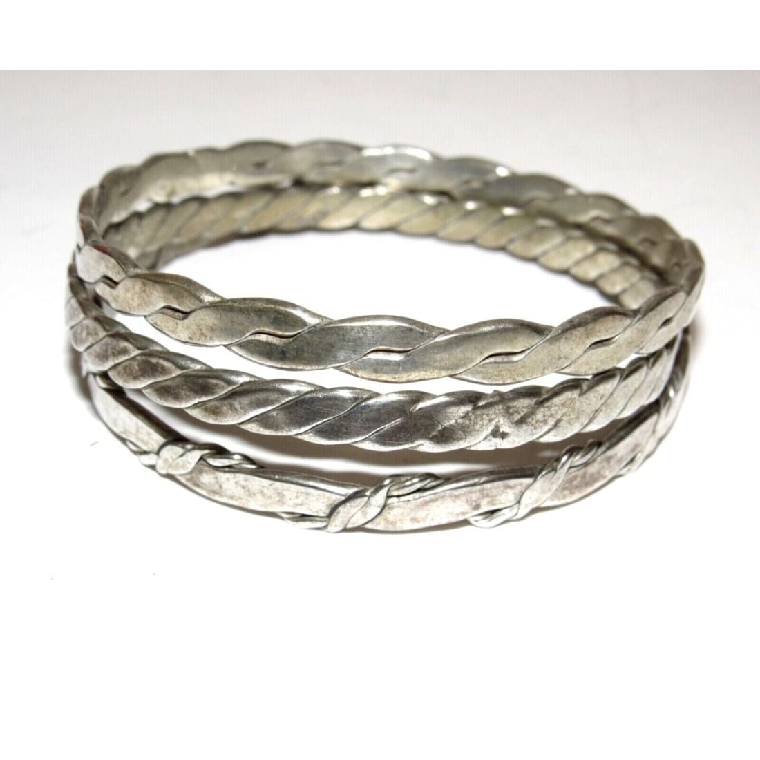 Taxco Bangle Bracelets Mexican Sterling Silver Bangle Set of