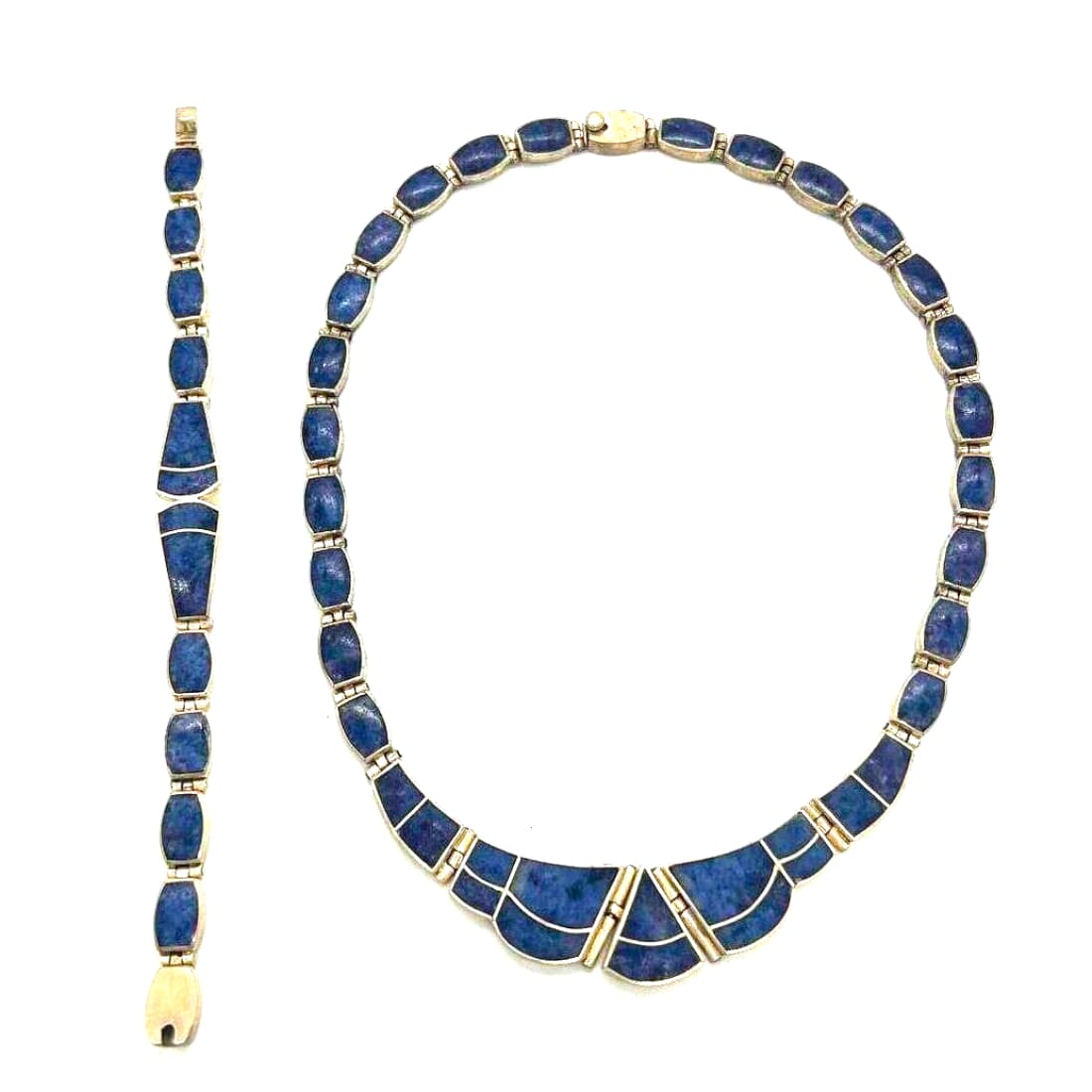 Taxco Mexican 950 Silver Lapis Lazuli Inlay Necklace and 