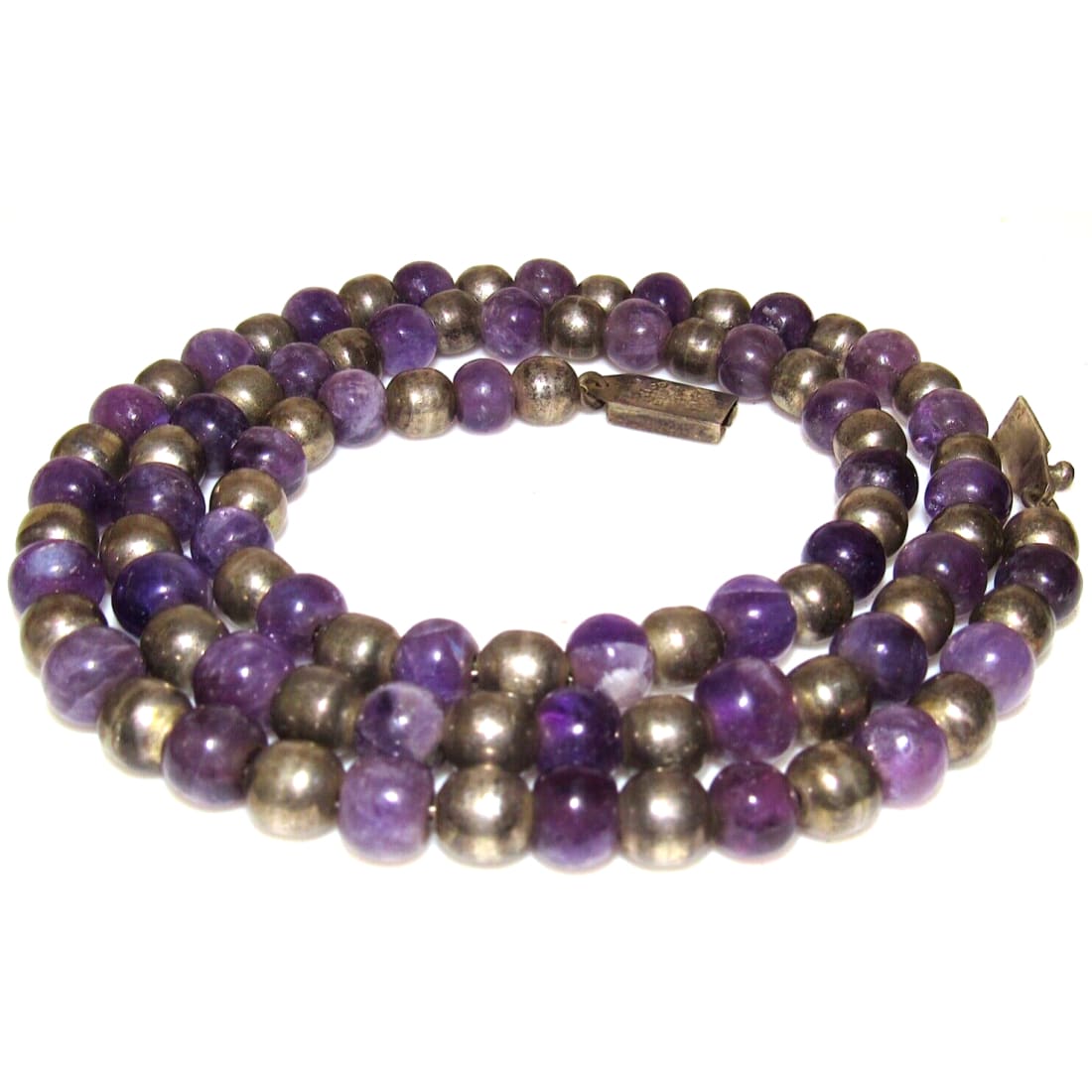 Taxco Mexico Necklace Amethyst Sterling Silver Beads 
