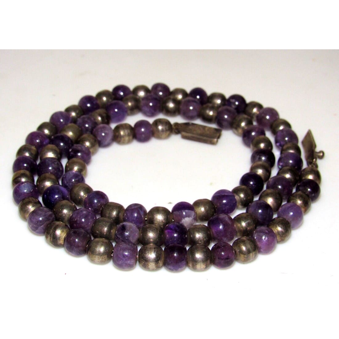 Taxco Mexico Necklace Amethyst Sterling Silver Beads 