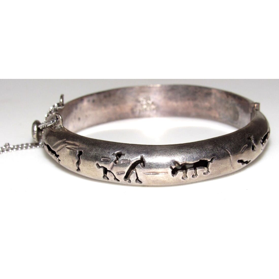 Taxco Mexico Storyteller Bangle Bracelets Sterling Silver 6.5" Taxco