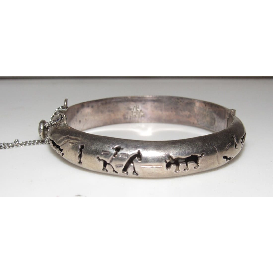 Taxco Mexico Storyteller Bangle Bracelets Sterling Silver 6.5" Taxco