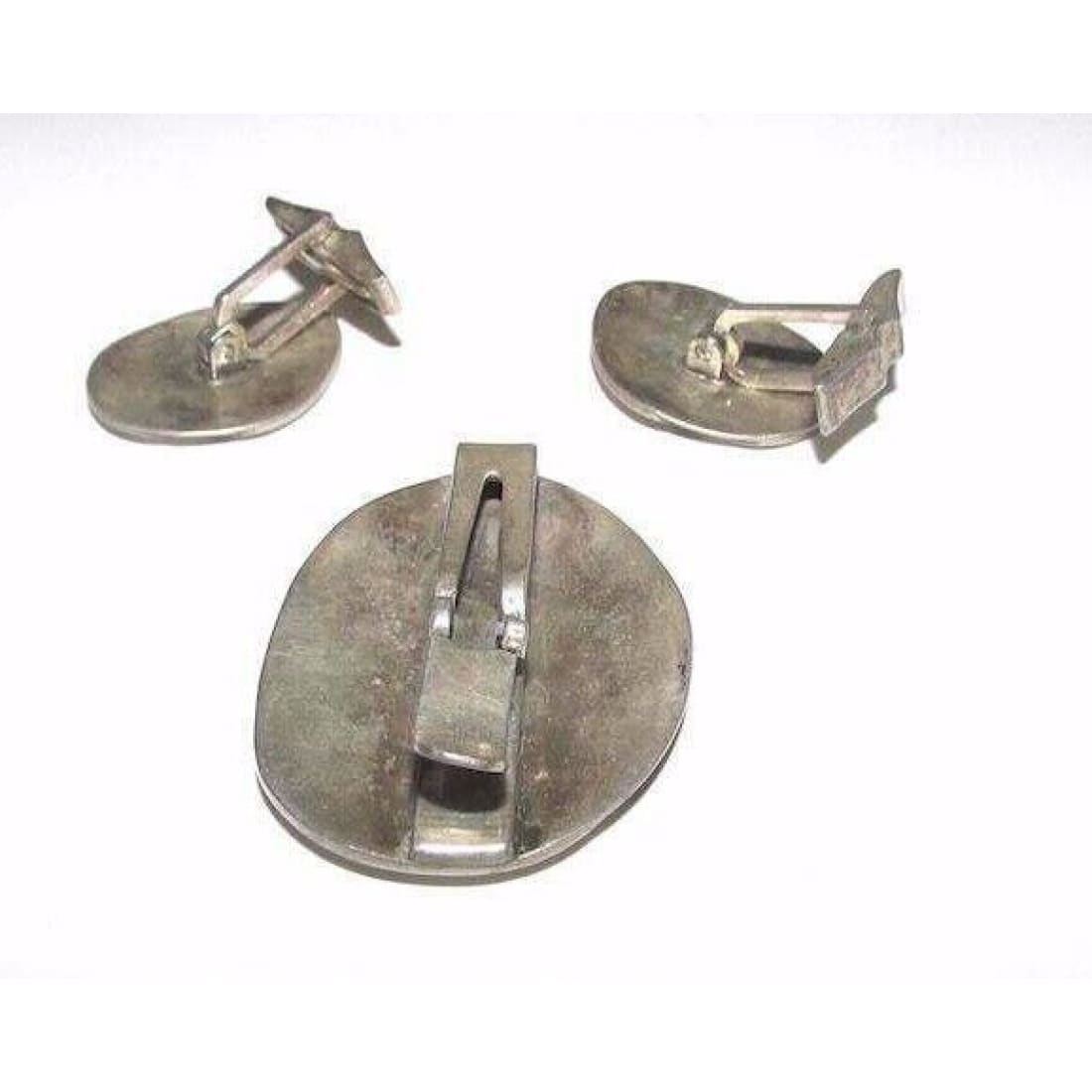 Vintage HOPI Overlay Cuff Links Tie Clip Set Signed Native 