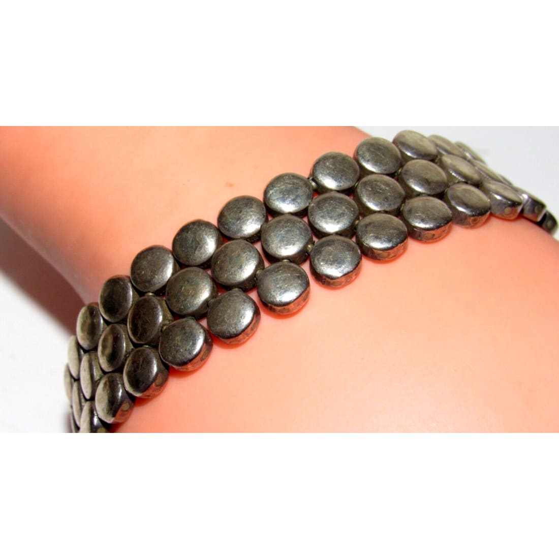 Vintage Mexican 925 Sterling Silver Statement Bracelet 71G -