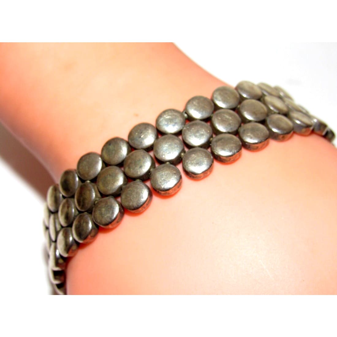 Vintage Mexican 925 Sterling Silver Statement Bracelet 71G -