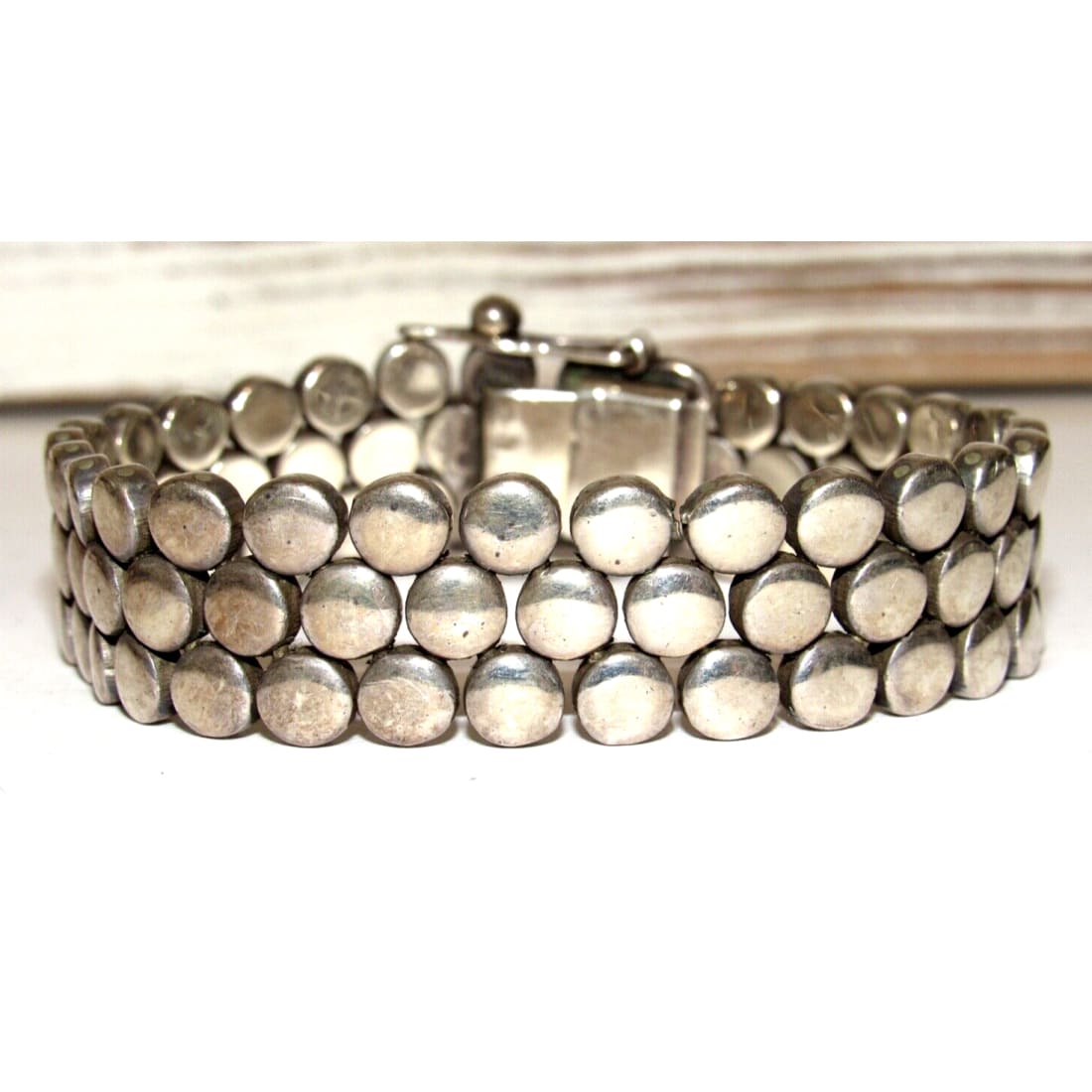 Vintage Mexican 925 Sterling Silver Statement Bracelet 71G -