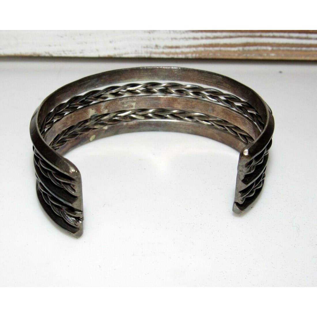 Vintage Navajo Sterling Silver Cuff Bracelet Double Twisted 