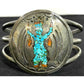 Vintage Navajo Turquoise Coral Kachina Bracelet Sterling 