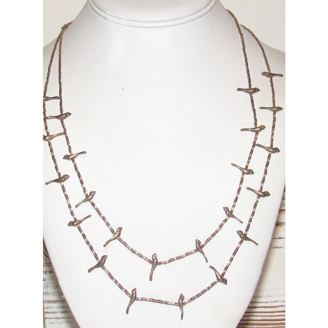 Vintage Zuni Bird Fetish Necklace Sterling Silver Native 