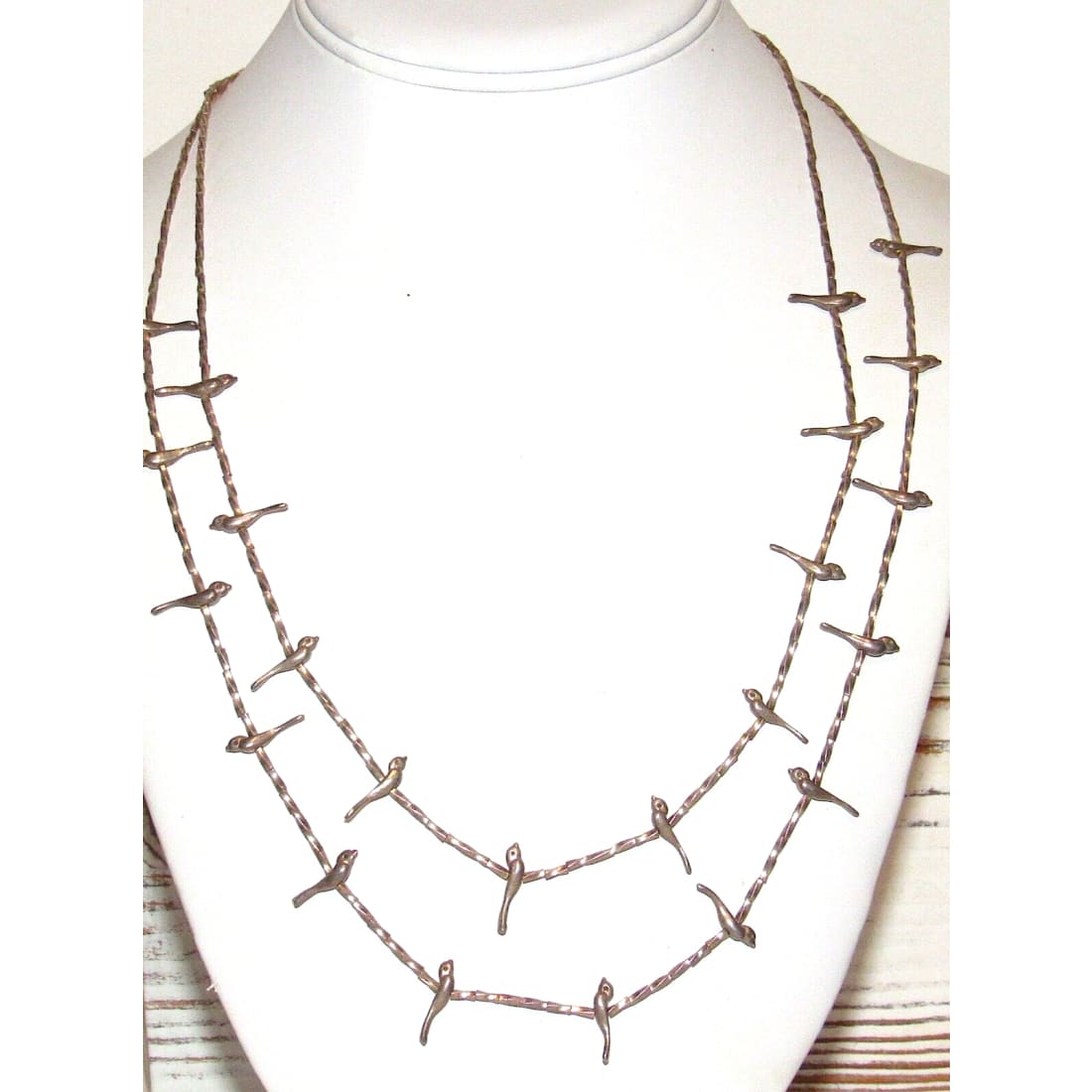 Vintage Zuni Bird Fetish Necklace Sterling Silver Native 