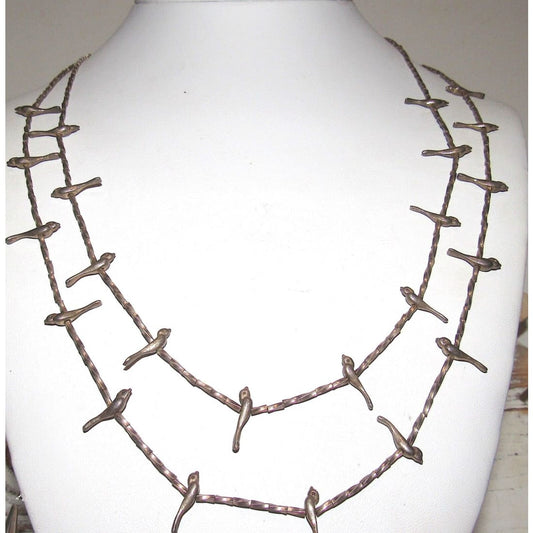 Vintage Zuni Bird Fetish Necklace Sterling Silver Native 