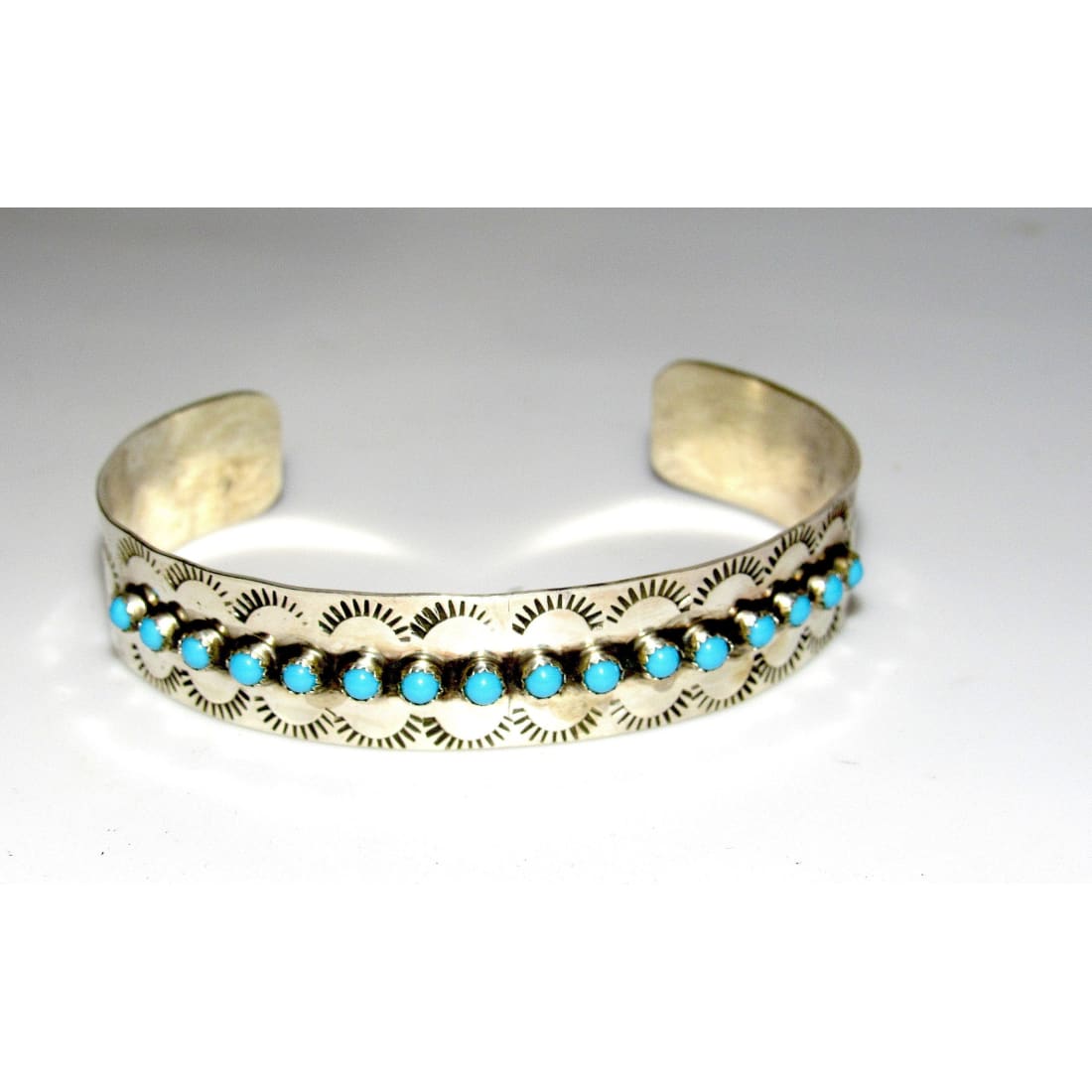 Vintage Zuni Snake Eyes Bracelet Native American Sterling Silver Turquoise Stacker Cuff Sleeping Beauty Turquoise The Southwestern Style Gallery