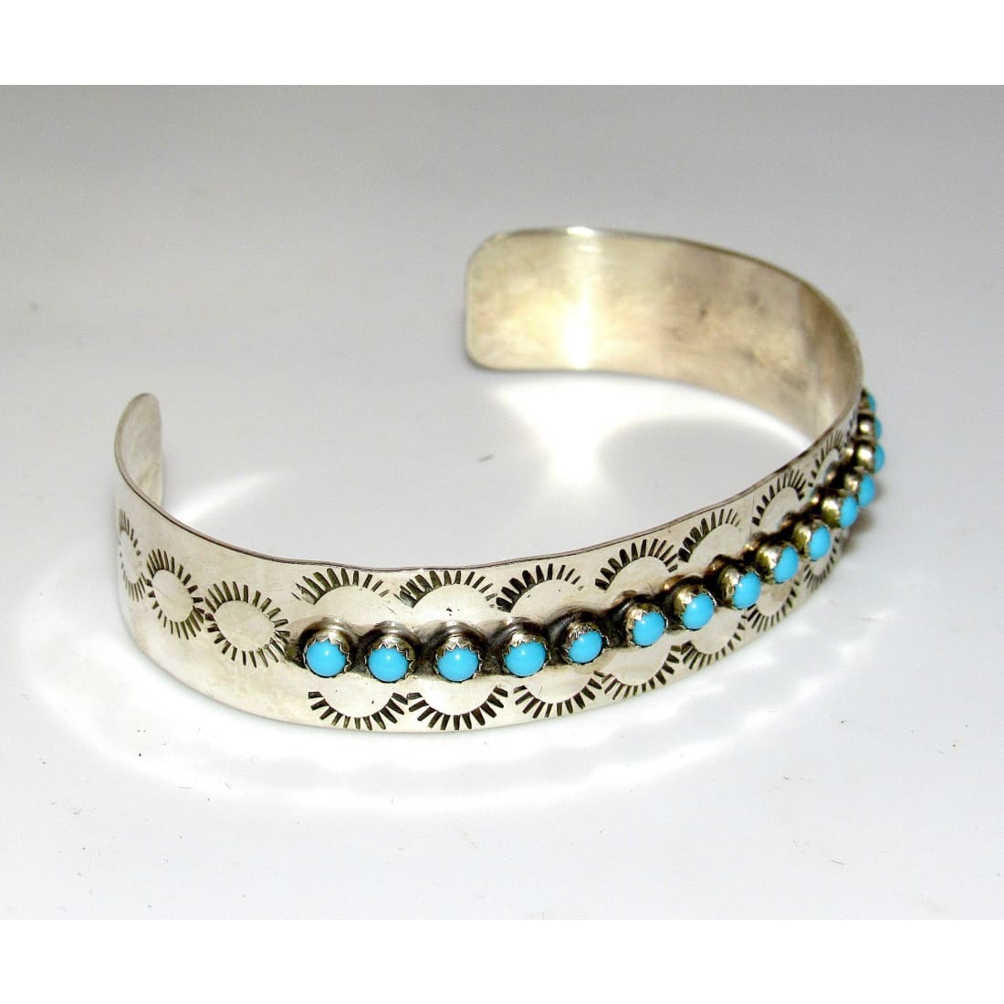 Vintage Zuni Snake Eyes Bracelet Native American Sterling Silver Turquoise Stacker Cuff Sleeping Beauty Turquoise The Southwestern Style Gallery