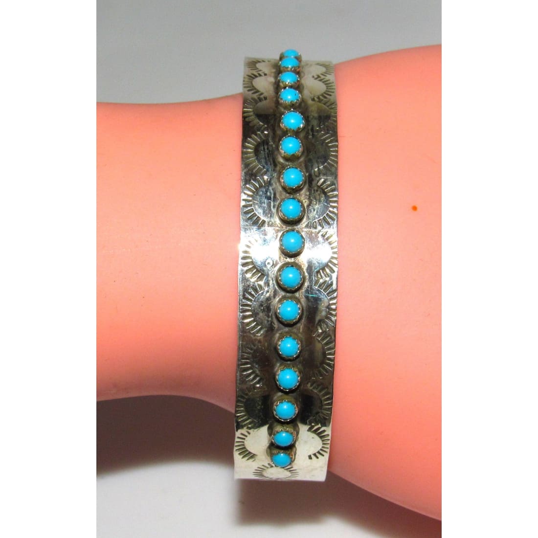 Vintage Zuni Snake Eyes Bracelet Native American Sterling Silver Turquoise Stacker Cuff Sleeping Beauty Turquoise The Southwestern Style Gallery