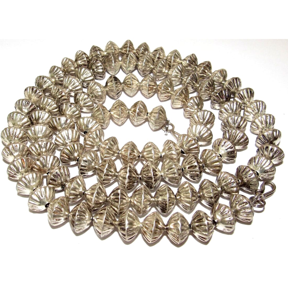 VTG 10mm Navajo Pearls Necklace Sterling Silver Stamped 