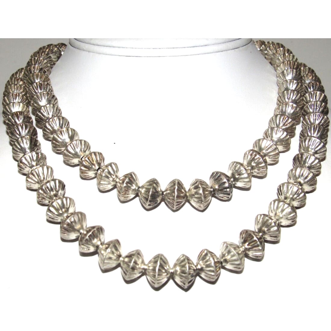 VTG 10mm Navajo Pearls Necklace Sterling Silver Stamped 