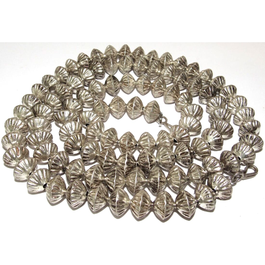 VTG 10mm Navajo Pearls Necklace Sterling Silver Stamped 
