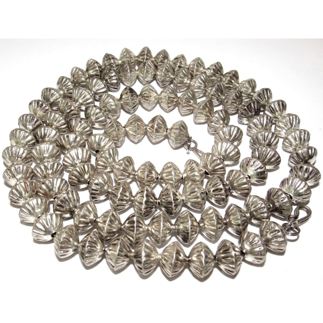 VTG 10mm Navajo Pearls Necklace Sterling Silver Stamped 