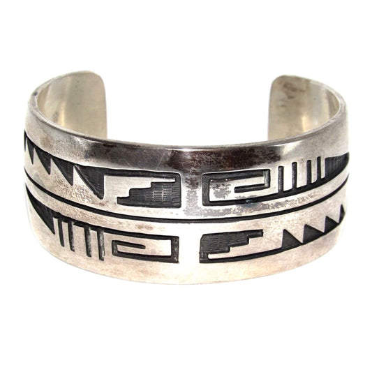 VTG Hopi J. Honyaktewa Cuff Bracelet Sterling Silver Native 