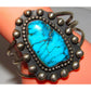 VTG Huge Navajo Sterling Kingman Turquoise Statement Cuff 