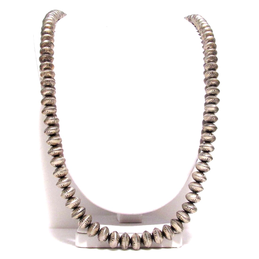 VTG Navajo 12mm Pearls Necklace Sterling Silver Stamped 