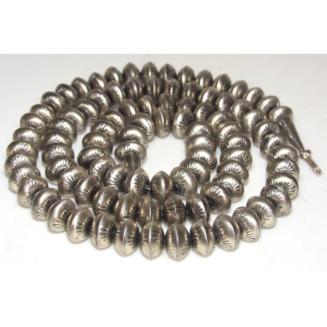 VTG Navajo 12mm Pearls Necklace Sterling Silver Stamped 