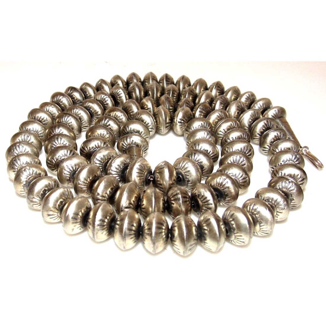 VTG Navajo 12mm Pearls Necklace Sterling Silver Stamped 