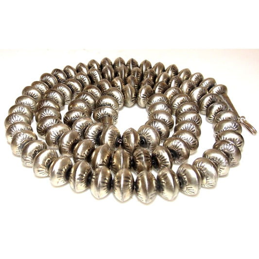 VTG Navajo 12mm Pearls Necklace Sterling Silver Stamped 