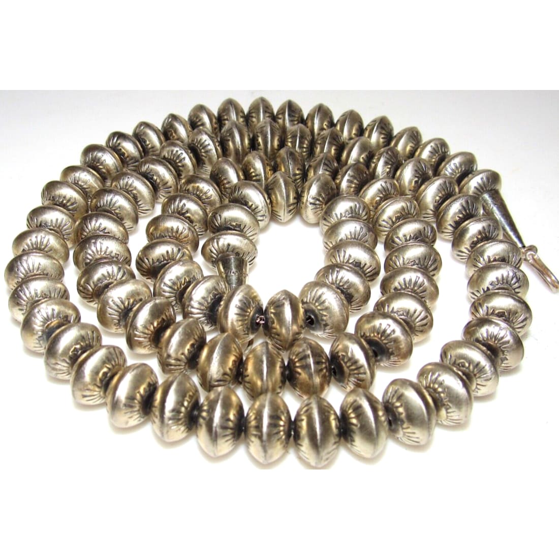 VTG Navajo 12mm Pearls Necklace Sterling Silver Stamped 