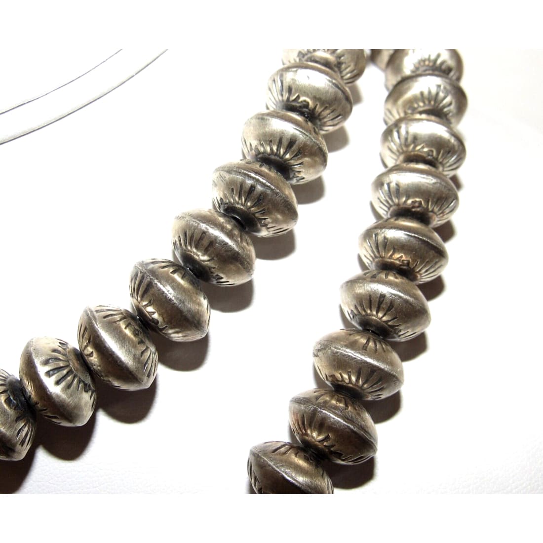 VTG Navajo 12mm Pearls Necklace Sterling Silver Stamped 