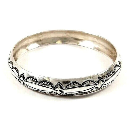 VTG Navajo Bangle Bracelet Sterling Silver Ingot Tribal 