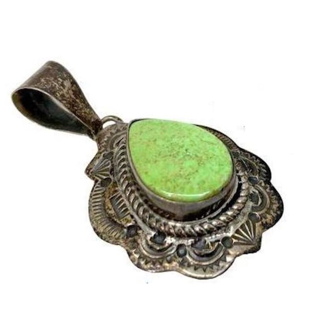 VTG Navajo Carico Lake Turquoise Pendant Sterling Silver -