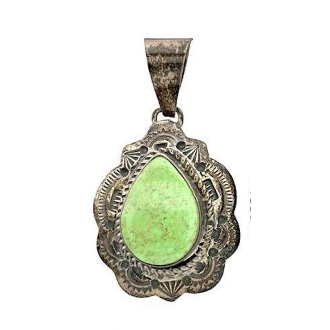 VTG Navajo Carico Lake Turquoise Pendant Sterling Silver -