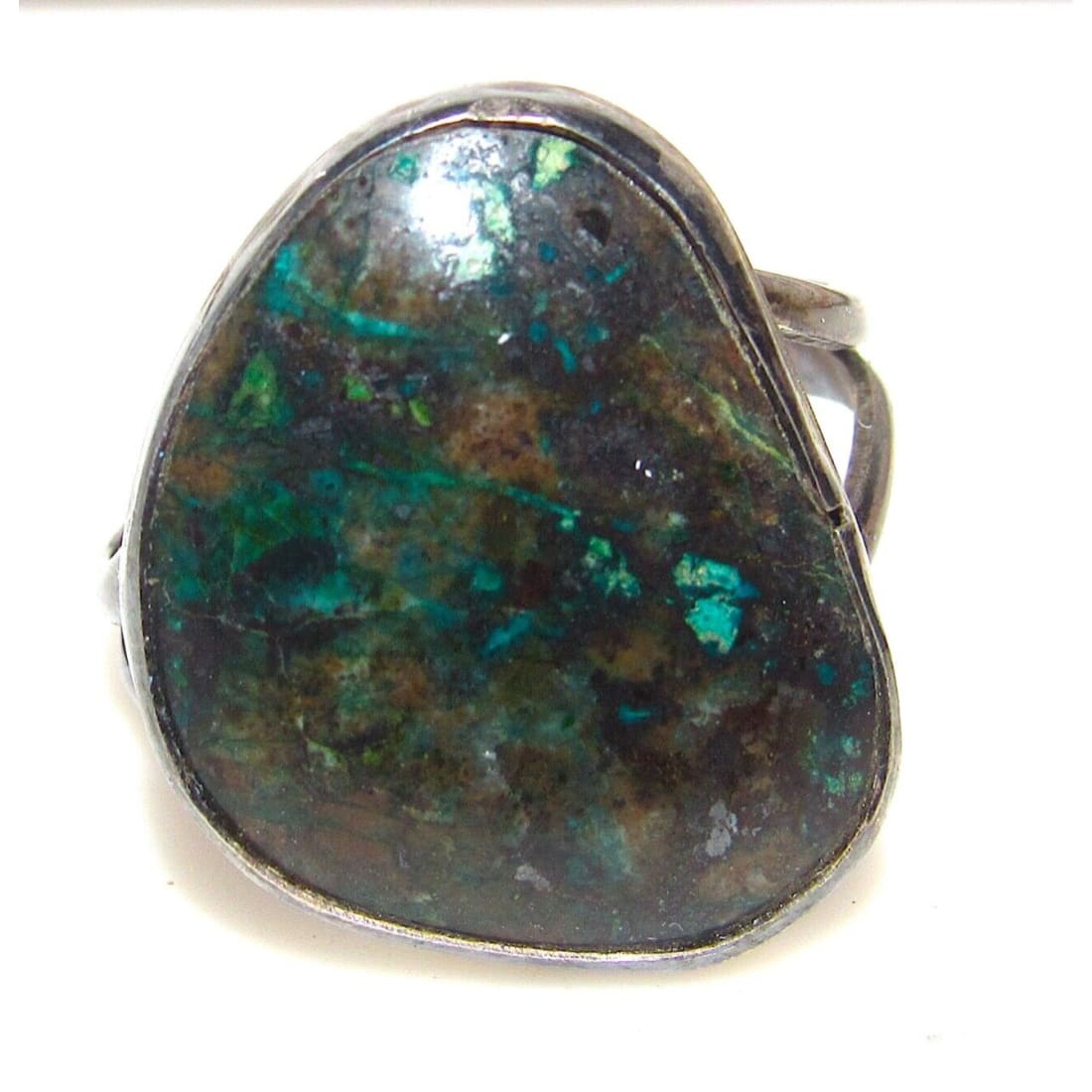 VTG Navajo Chrysocolla Turquoise Ring Size 12 Sterling 
