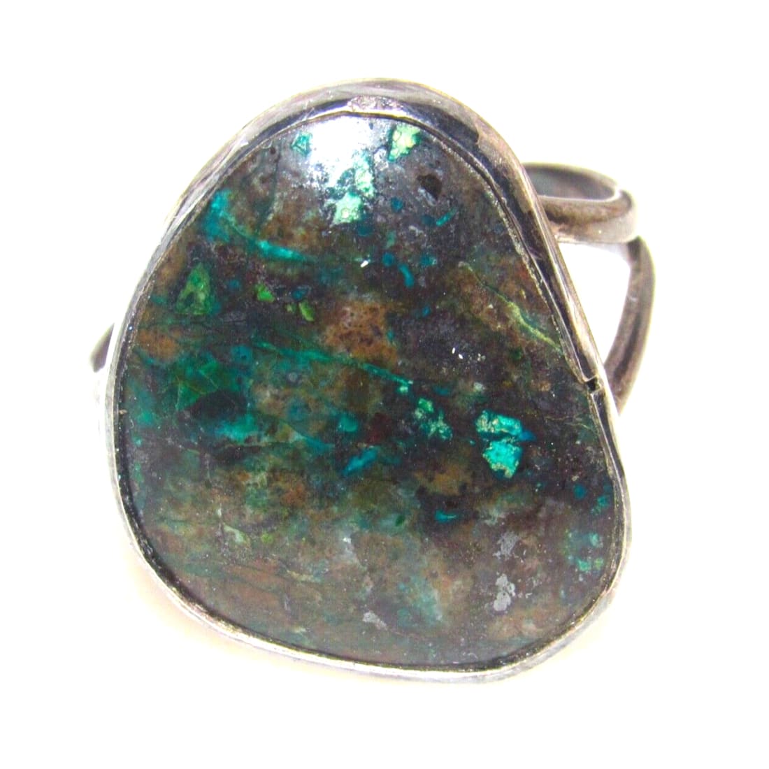 VTG Navajo Chrysocolla Turquoise Ring Size 12 Sterling 