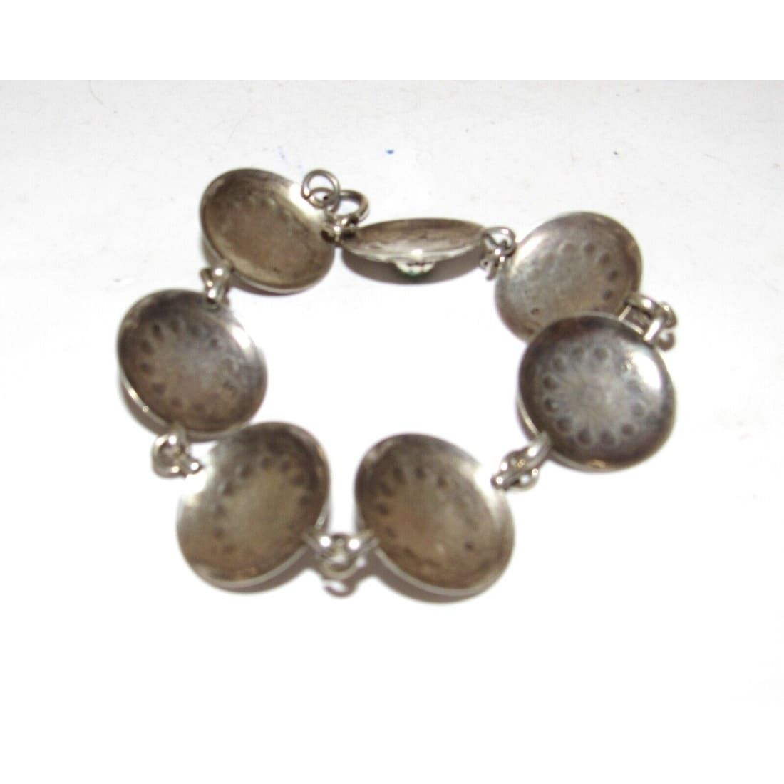 VTG Navajo Concho Link Bracelet Sterling Silver Turquoise -