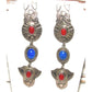 VTG Navajo Coral Lapis Dangle Earrings Sterling Silver 