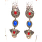 VTG Navajo Coral Lapis Dangle Earrings Sterling Silver 