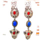 VTG Navajo Coral Lapis Dangle Earrings Sterling Silver 