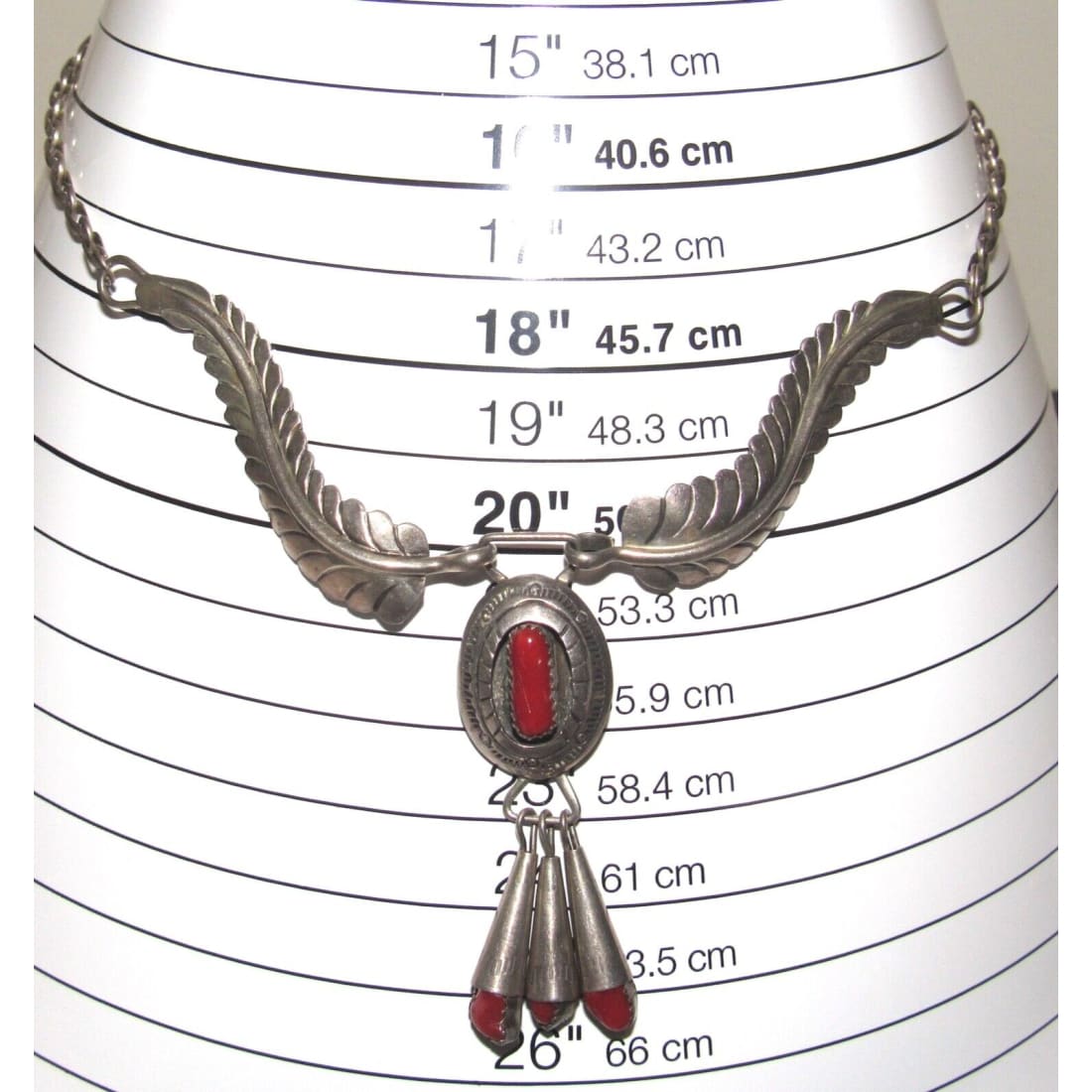 VTG Navajo Coral Necklace Squash Blossom Sterling Silver by 